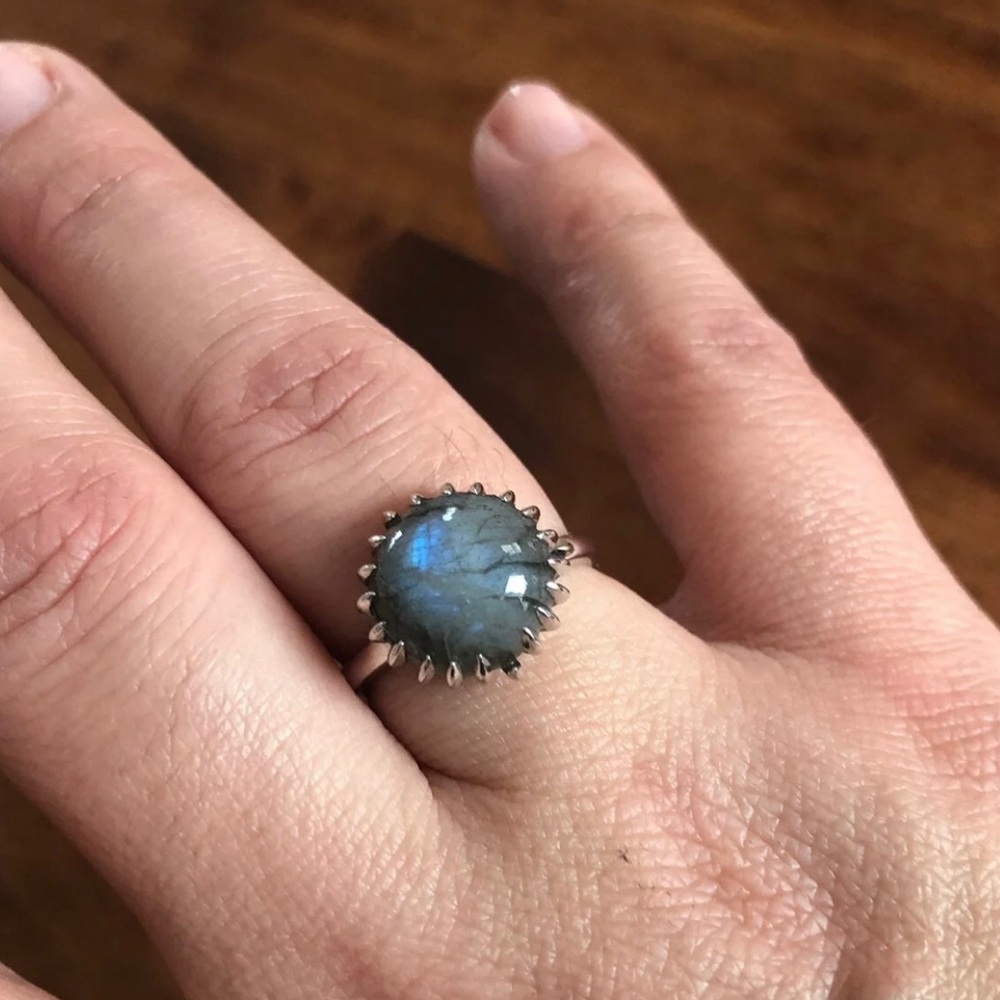 Labradorite stone ring in silver